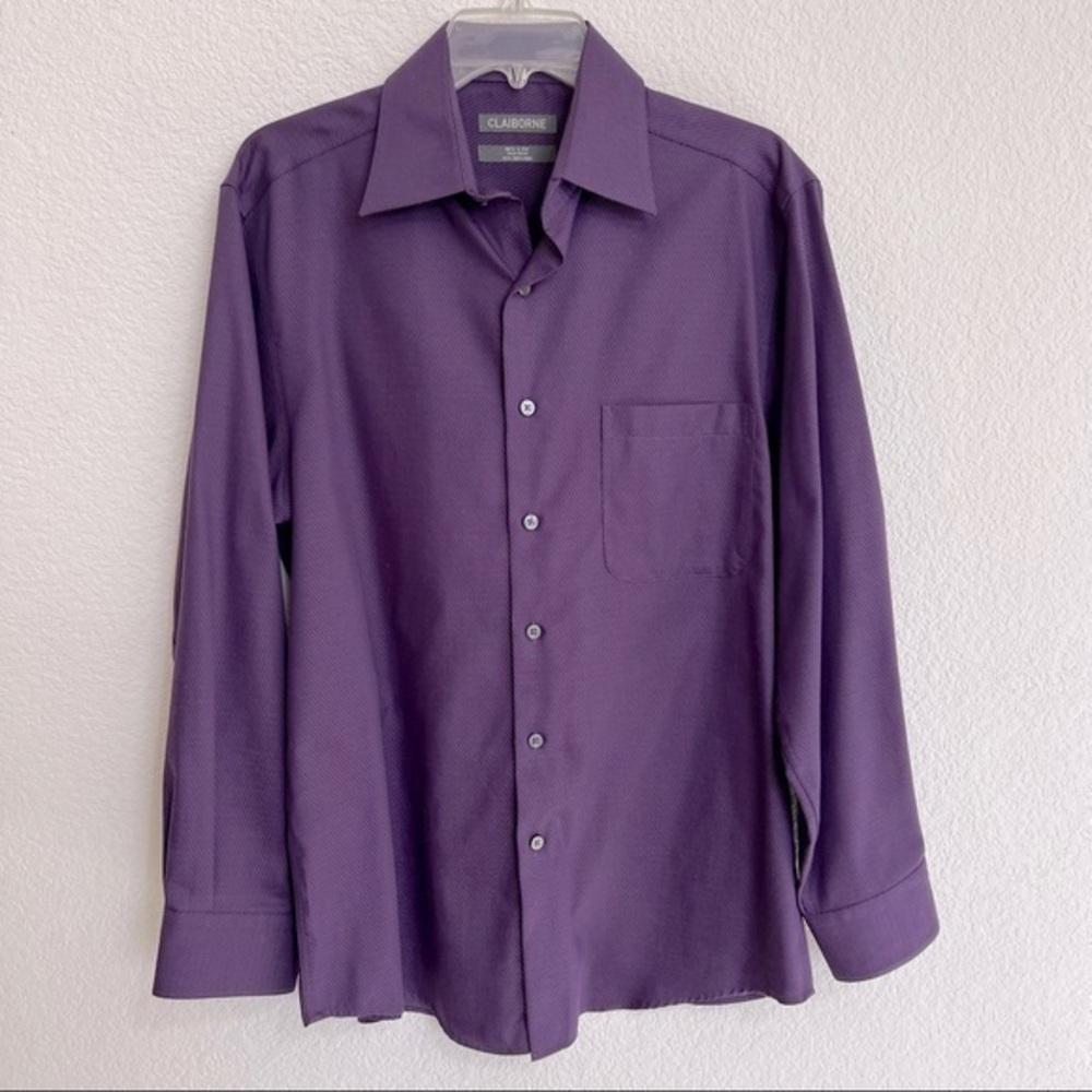 Claiborne Plum 80's 2 Ply Non Iron Cotton Button Down Dress Shirt 15.5 32/33